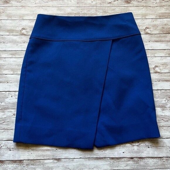 J. Crew Crossover Wrap Mini Skirt Blue Size 0 - Picture 3 of 11